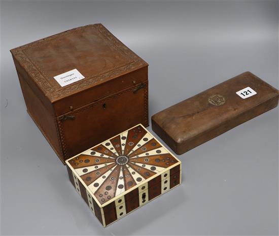 Three Indian sandalwood boxes
